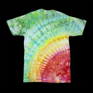Tie Dye Hand Ice Dyed Red Orange Sunburst T-Shirt Medium 100% Cotton